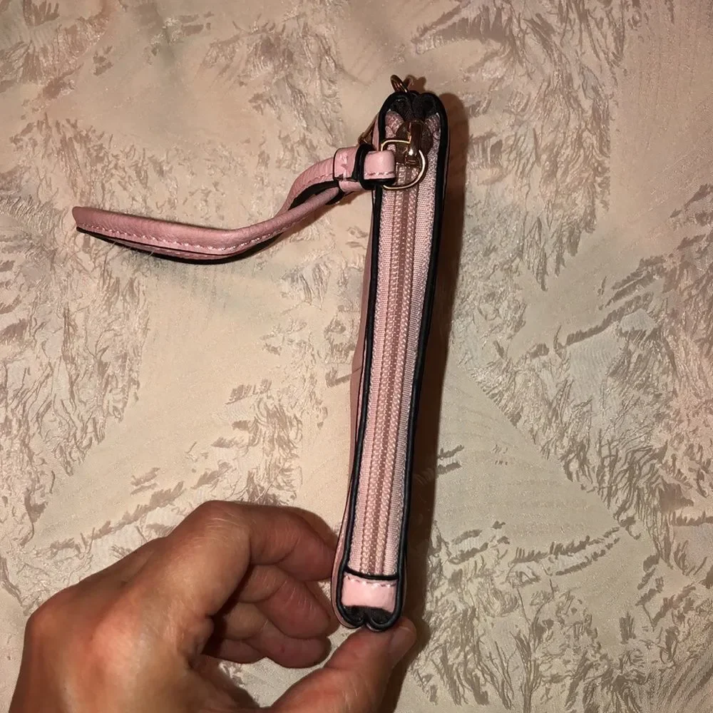 Black Rivet Pink Gold Tone Small Zip Up Wristlet Wallet